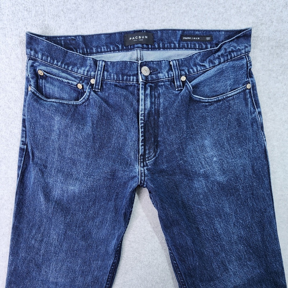 Pacsun Blue Jeans Mens Size 34x30 Straight Fit Leg Stretch Denim Tag 34x32